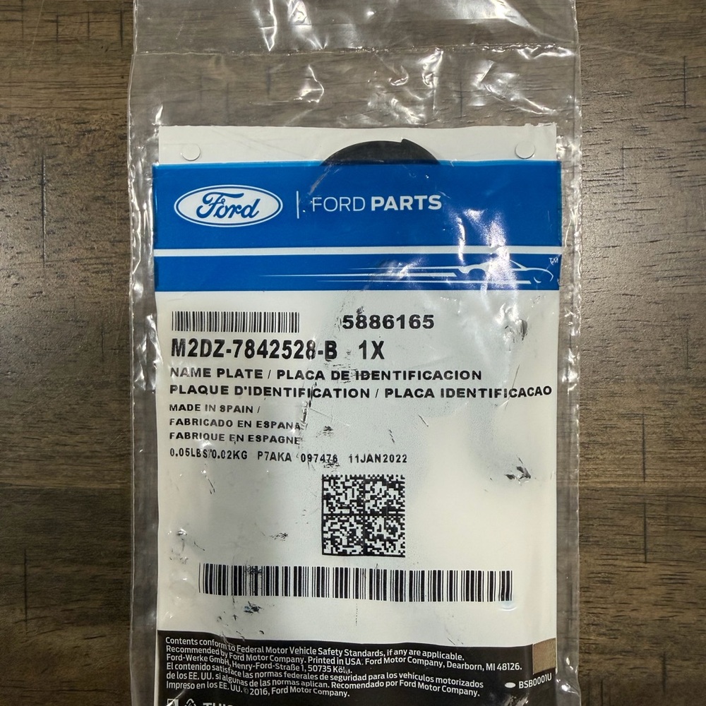 Ford Bronco Plate- OEM #5886165 - Picture 2 of 3